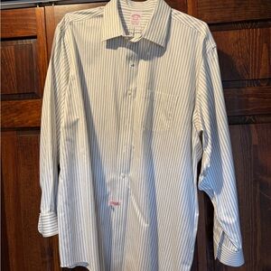 Brooks Brothers White and Gray Striped Dress Shirt